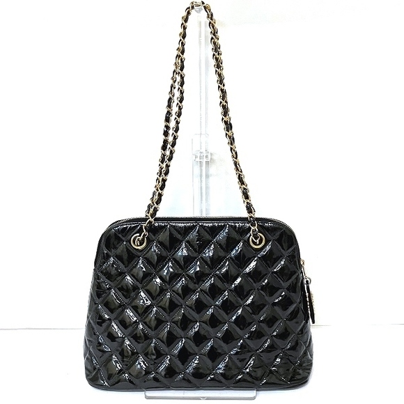 Chanel Chain Leather Black Patent Matelasse Bag Shoulder - Picture 1 of 9